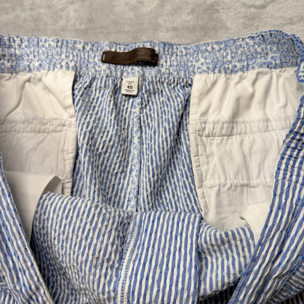 Robert Graham Mens Seersucker Striped Classic Fit Shorts Blue White 40 Preppy